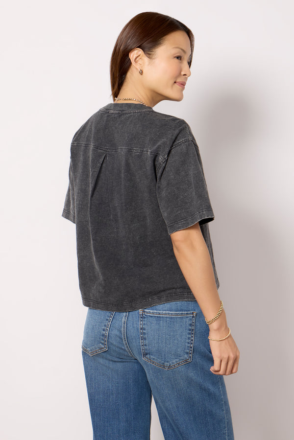 Everve Elsy Slub Pocket Tee Acidwashblack