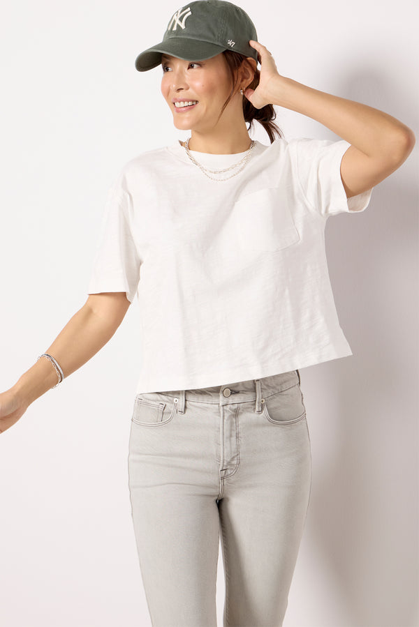 Everve Elsy Slub Pocket Tee White