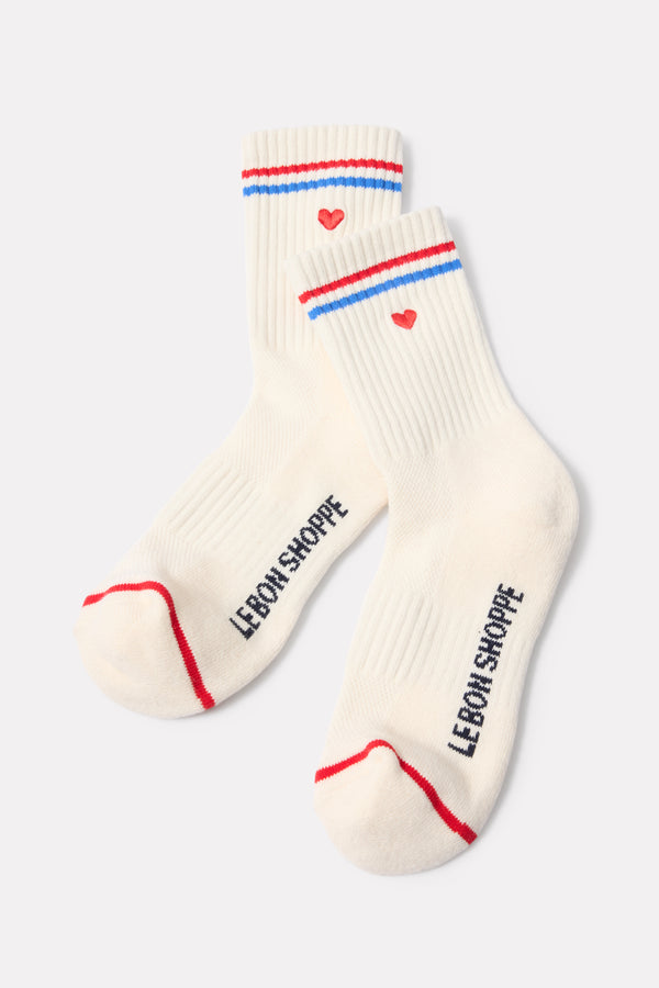 everve Embroidery Girlfriend Sock Leche/Heart