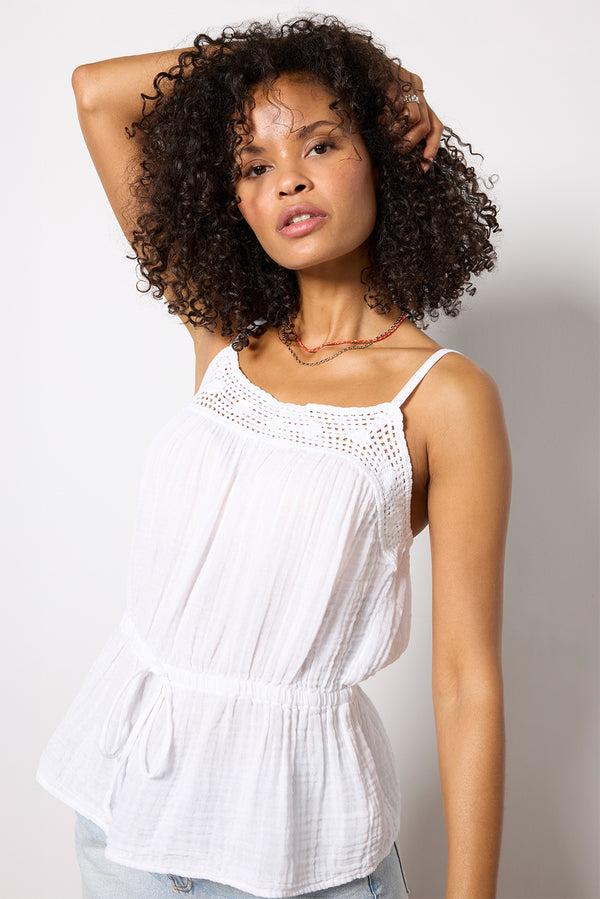 everve Emelie Waist Tie Tank White