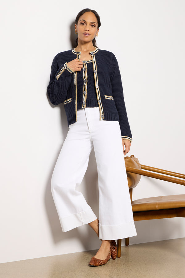Everve Emerson Cotton Cardigan Darknavycombo