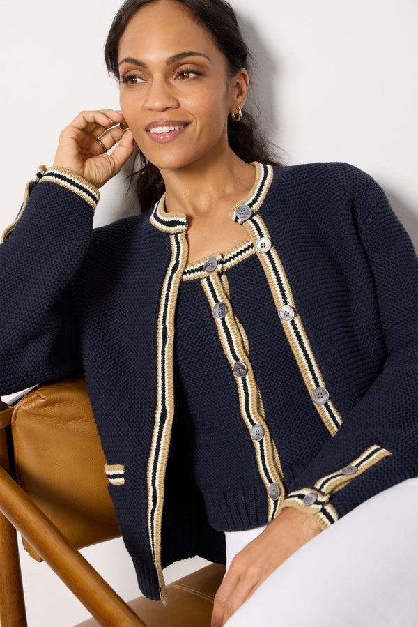 Everve Emerson Cotton Cardigan Darknavycombo