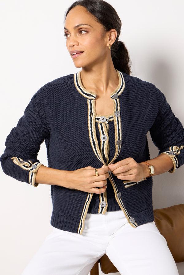everve Emerson Cotton Cardigan Darknavycombo