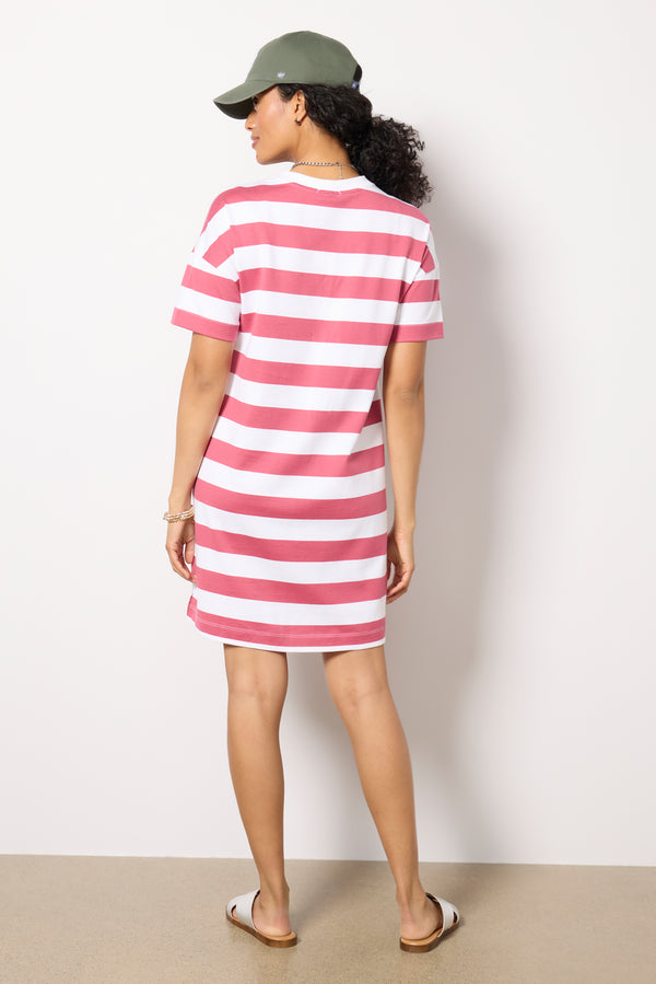 Everve Emersyn T-Shirt Dress Brickstripe