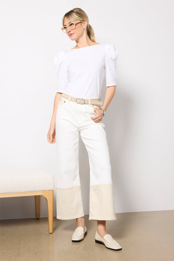 Everve Emery Boat Neck Top White