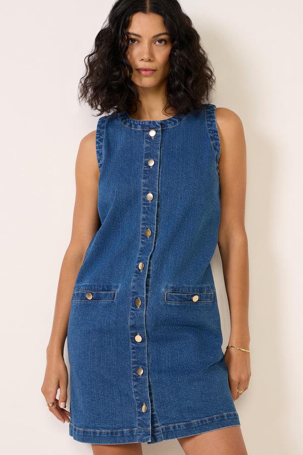 Everve Emma Denim Dress Mediumwashdenim