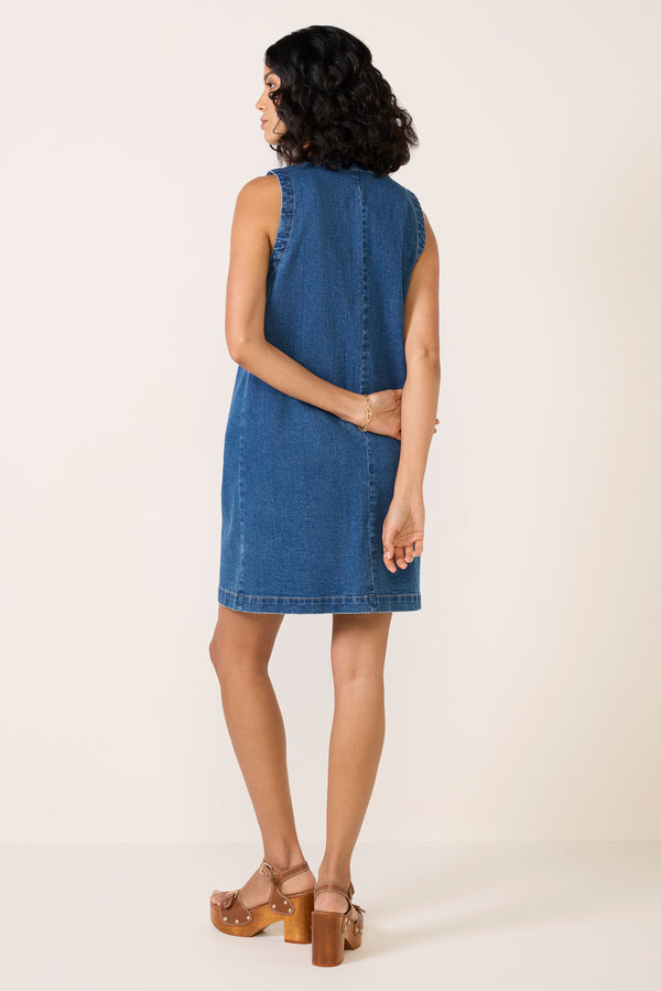 Everve Emma Denim Dress Mediumwashdenim