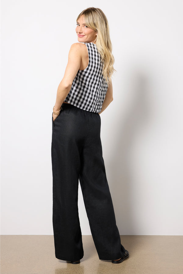 Everve Emmie Linen Pants Black