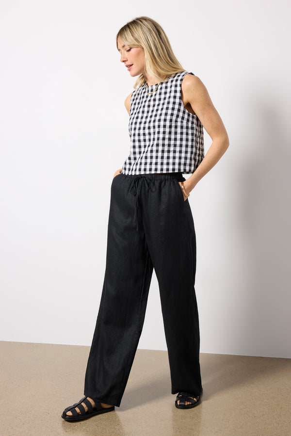 everve Emmie Linen Pants Black