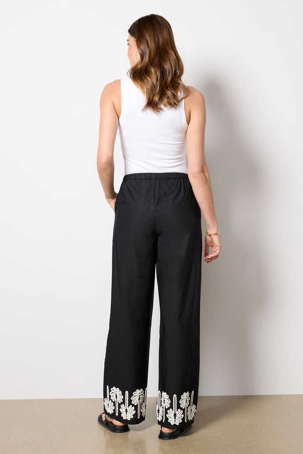 Everve Emmie Pant Blackivorypalmtree