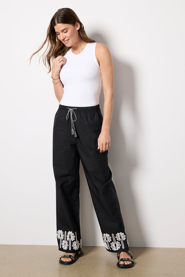 everve Emmie Pant Blackivorypalmtree