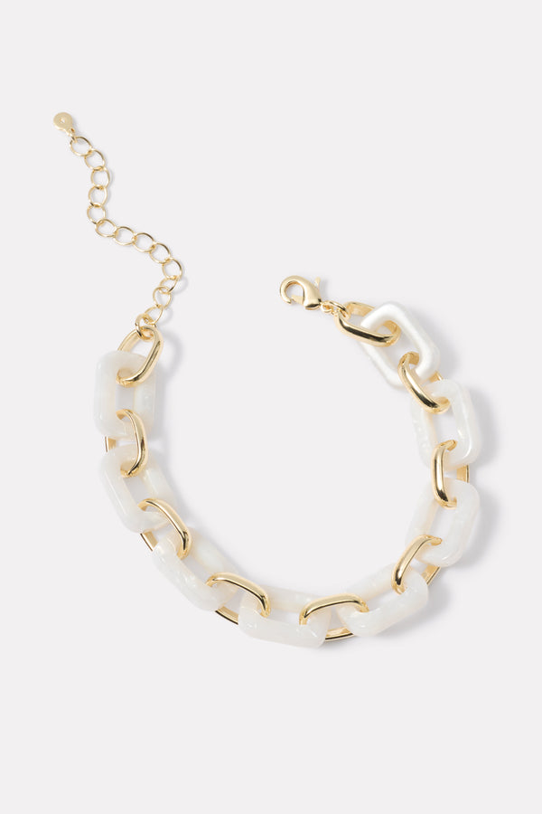 everve Emory Resin Link Bracelet Ivory/Gold