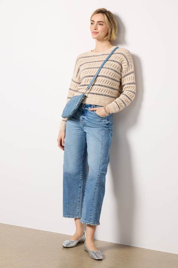 Everve Estero Stripe Sweater Jetstream/Gray