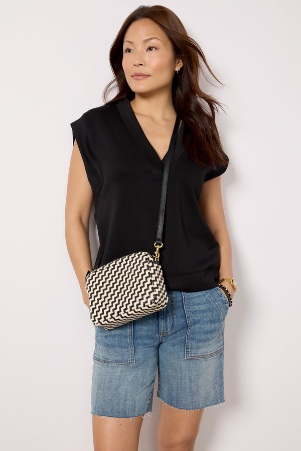 Everve Eva Sleek V Neck Top Black