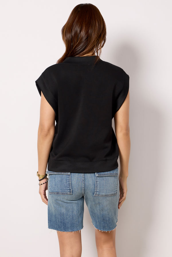 Everve Eva Sleek V Neck Top Black