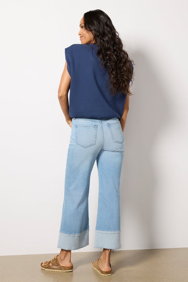 Everve Ever Vintage Boot With Inset Hem Lightwash