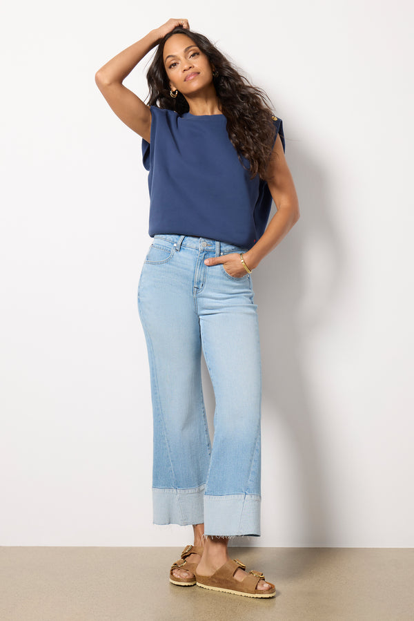 everve Ever Vintage Boot with Inset Hem Lightwash