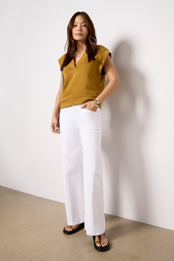 everve Ever Wide Leg with Seam Detail White
