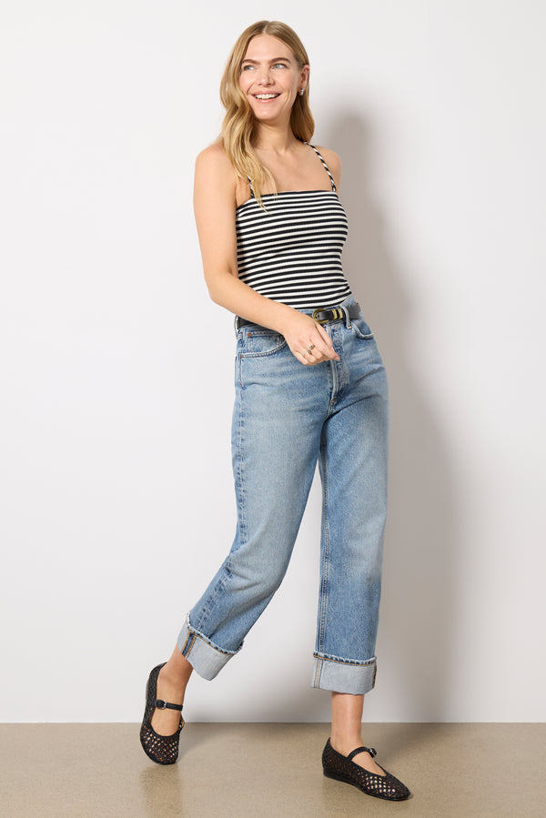 Everve Evie Rib Tube Top Black/White