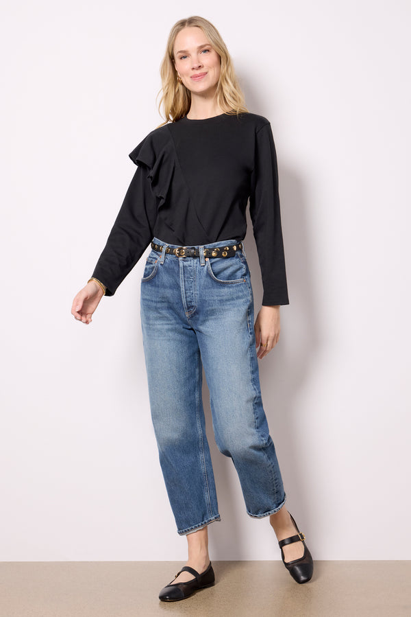 Everve Farrah Flounce Top Jetblack