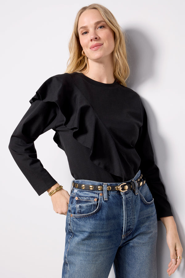 everve Farrah Flounce Top Jetblack