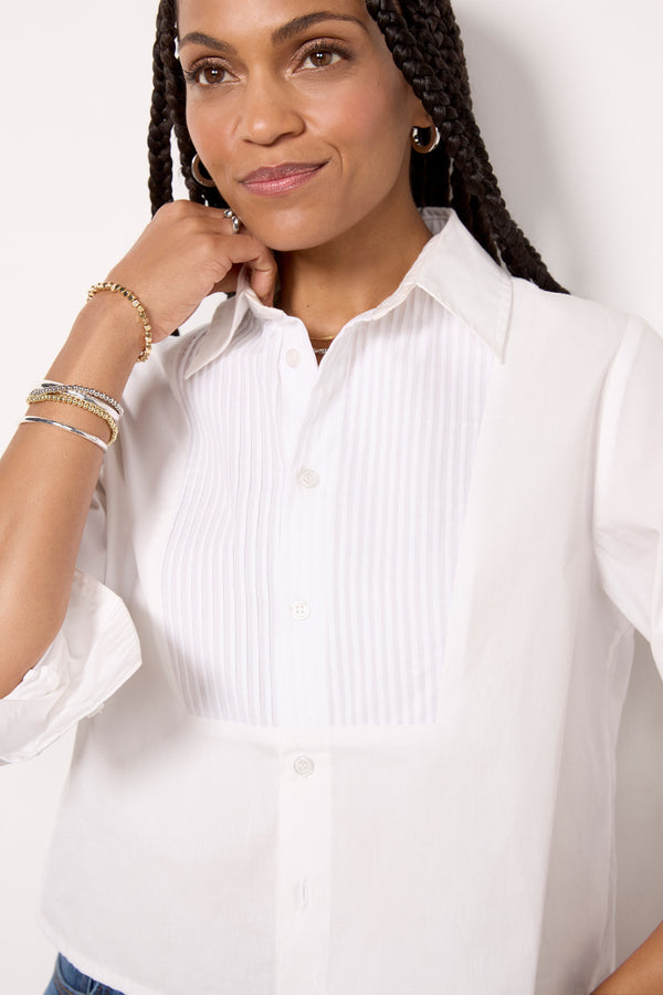 Everve Fino Boxy Cropped Shirt White