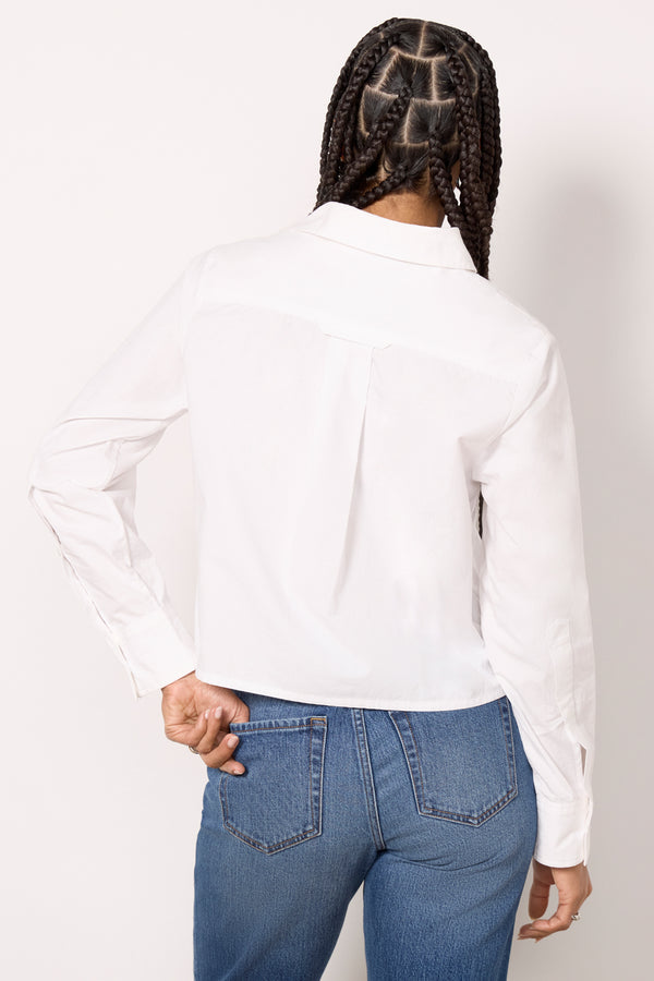 Everve Fino Boxy Cropped Shirt White