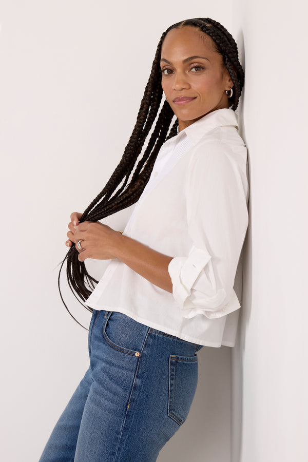 everve Fino Boxy Cropped Shirt White