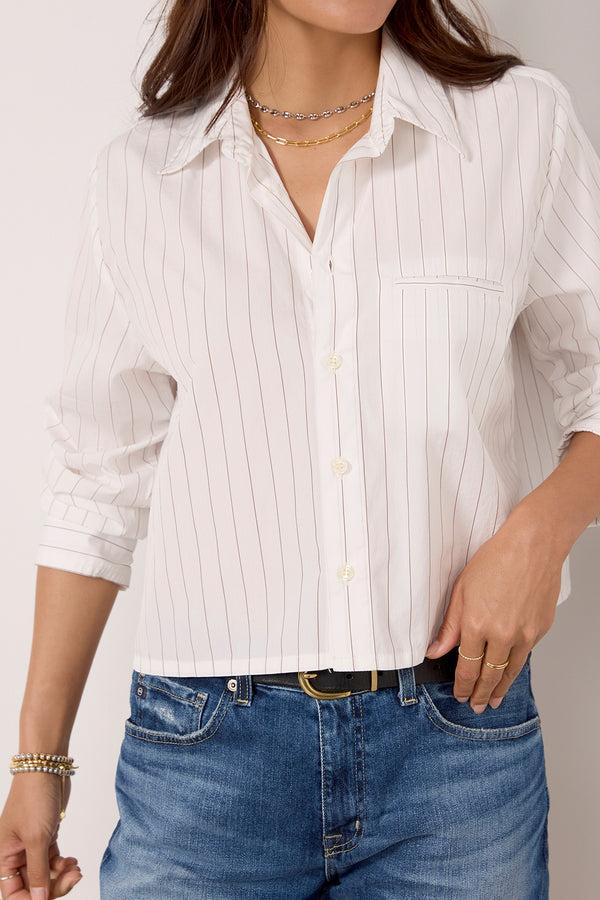 Everve Fino Cropped Shirt Clovestripe