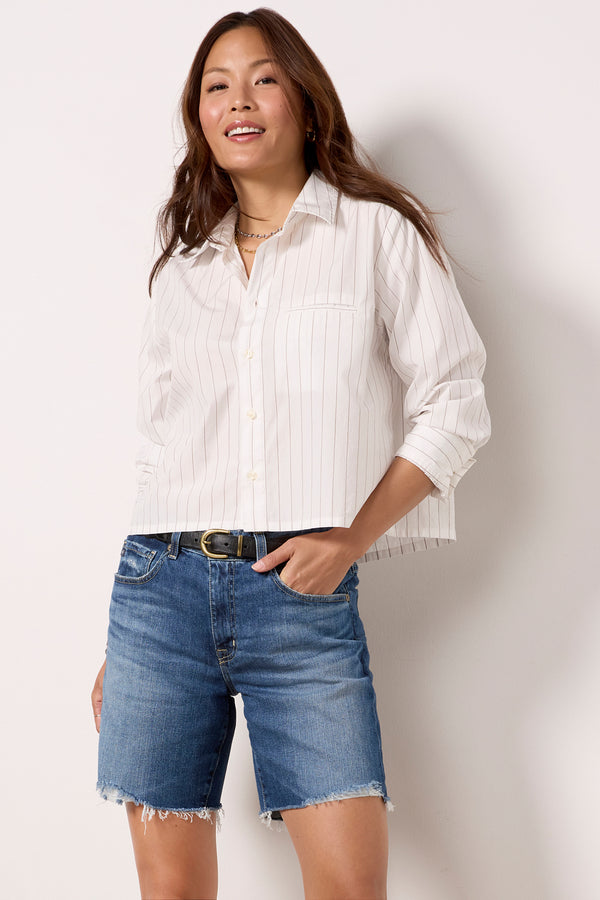 everve Fino Cropped Shirt Clovestripe