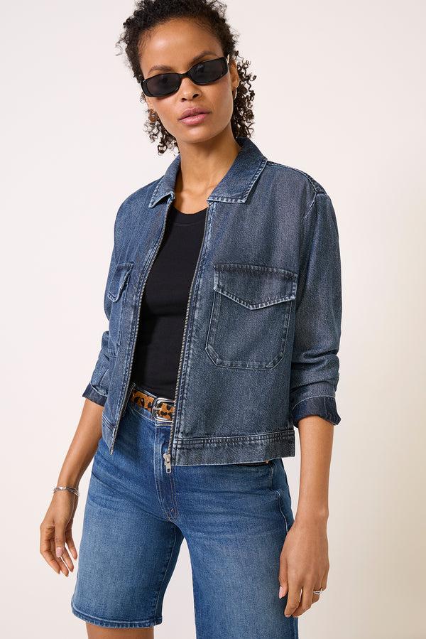 Everve Flap Pocket Zipper Shacket Horizonwash