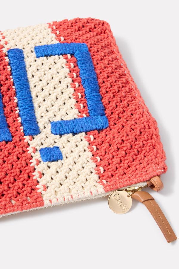 Everve Flat Clutch With Tabs Cream/Poppystripe