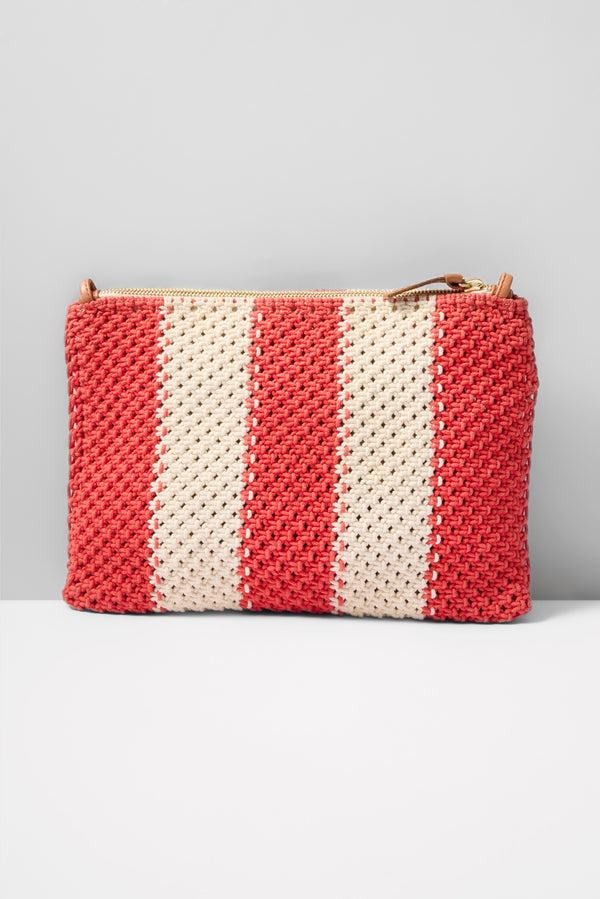Everve Flat Clutch With Tabs Cream/Poppystripe