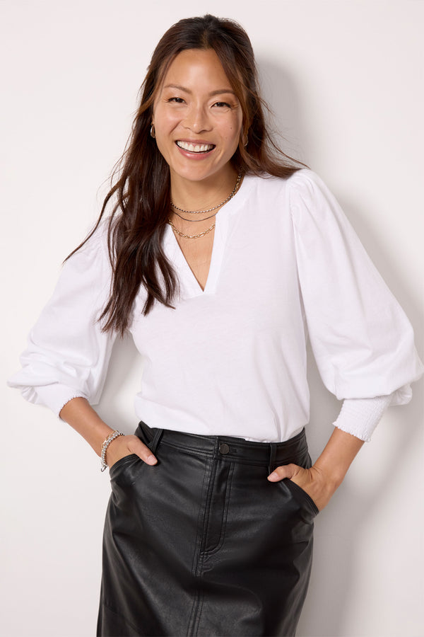 everve Flora Peasant Tee White