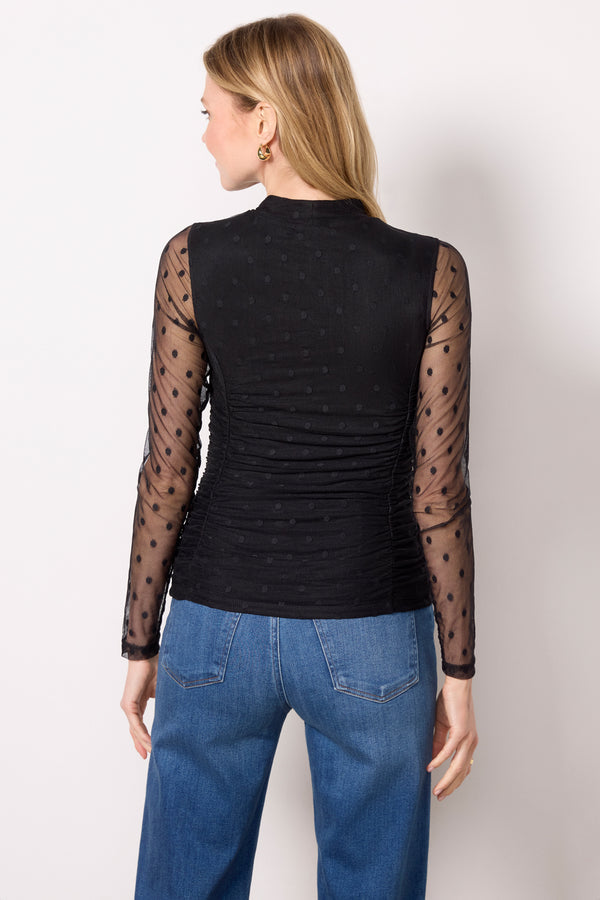 Everve Florence Dot Top Black