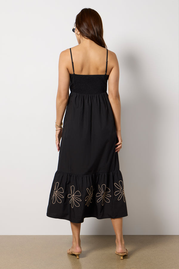Everve Florence Midi Dress Black/Oat