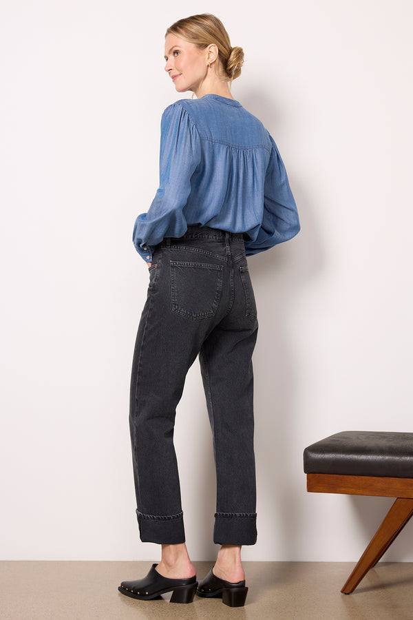 Everve Fran Cuffed Straight Blacktea