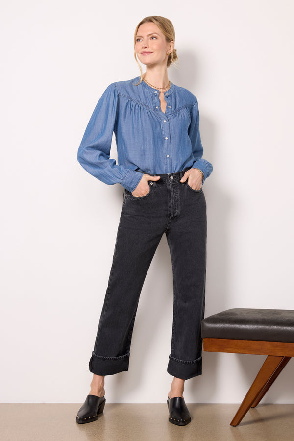 everve Fran Cuffed Straight Blacktea