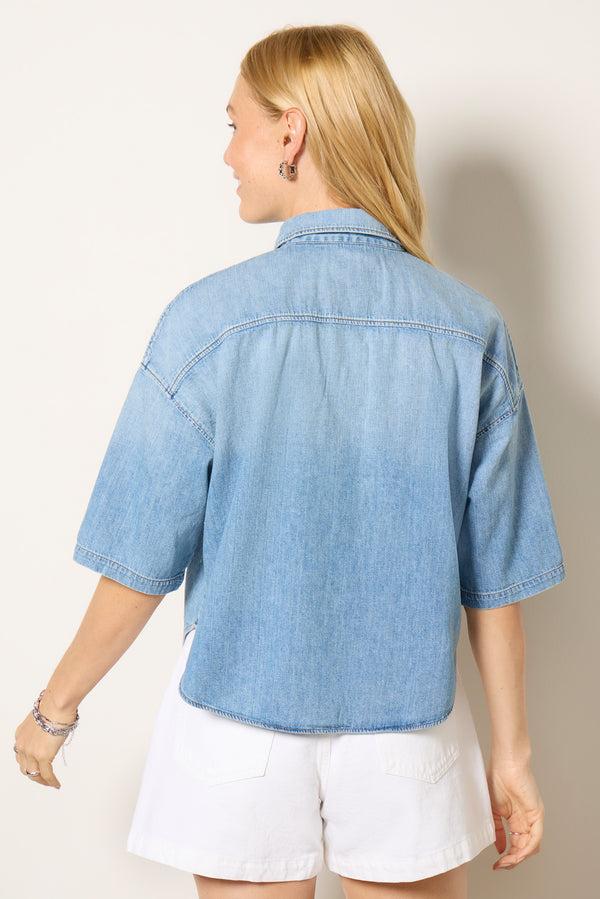 Everve Frances Cropped Cape Button Up Skyland