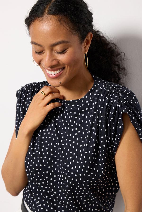 Everve Frankie Muscle Tee Navypolkadot