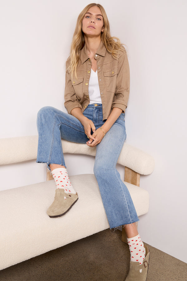 Everve Frankie Stretch Linen Shacket Camel