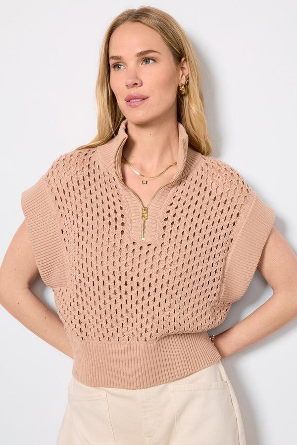 Everve Gaines Half Zip Knit Taupe