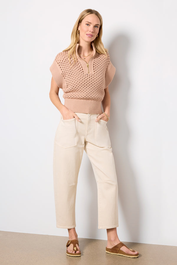 Everve Gaines Half Zip Knit Taupe