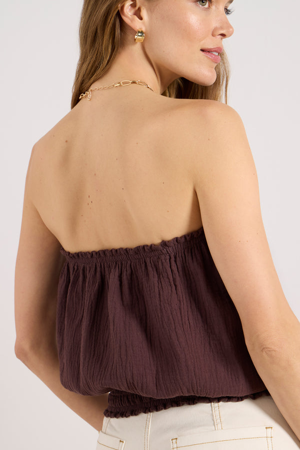 Everve Gauze Tube Top Umber