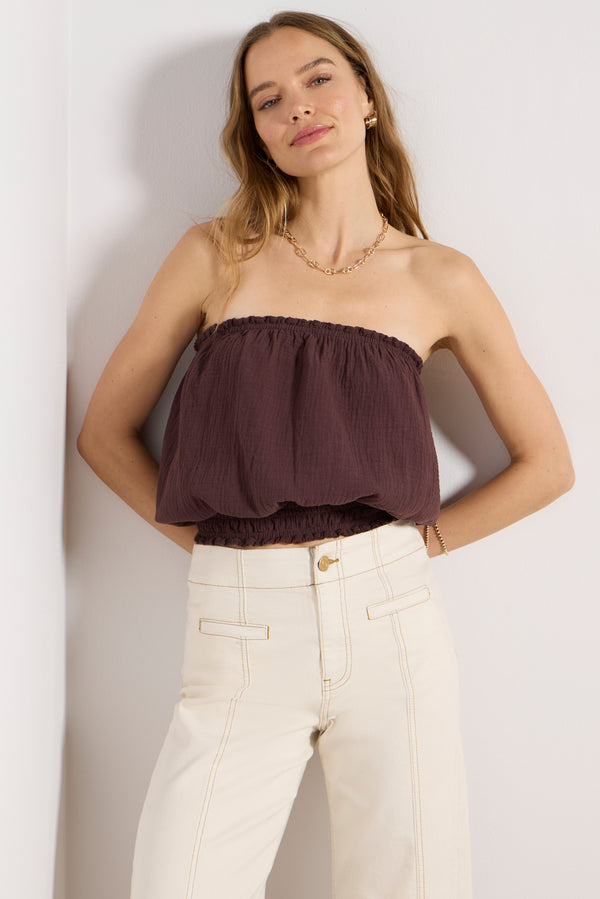 everve Gauze Tube Top Umber