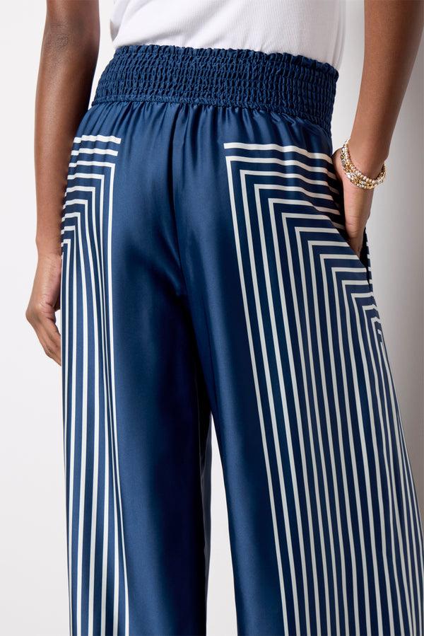 Everve Geo Satin Pant Navy/White