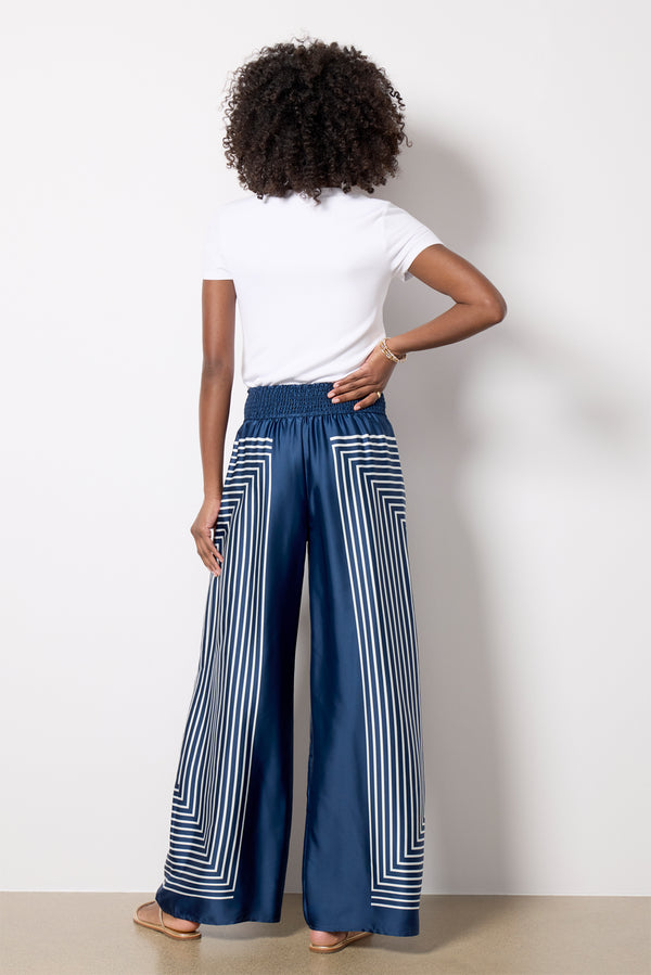 Everve Geo Satin Pant Navy/White