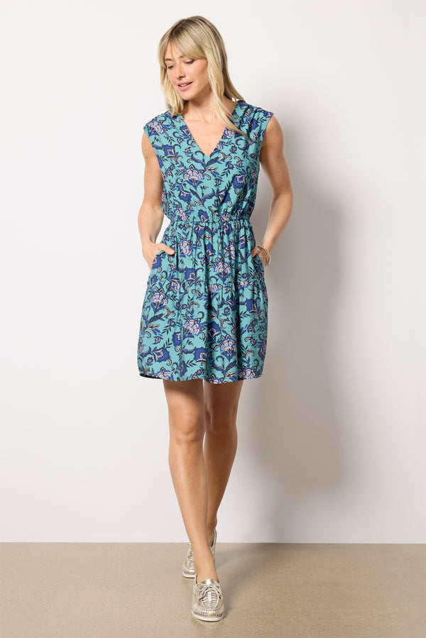 everve Georgia Mini Dress Tealmulti