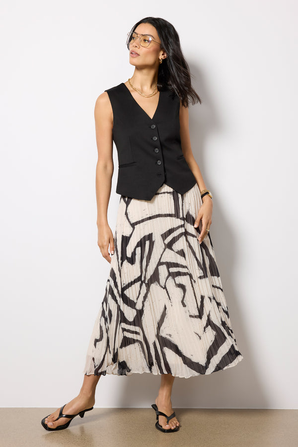 everve Gigi Pleated skirt Ivory/Black