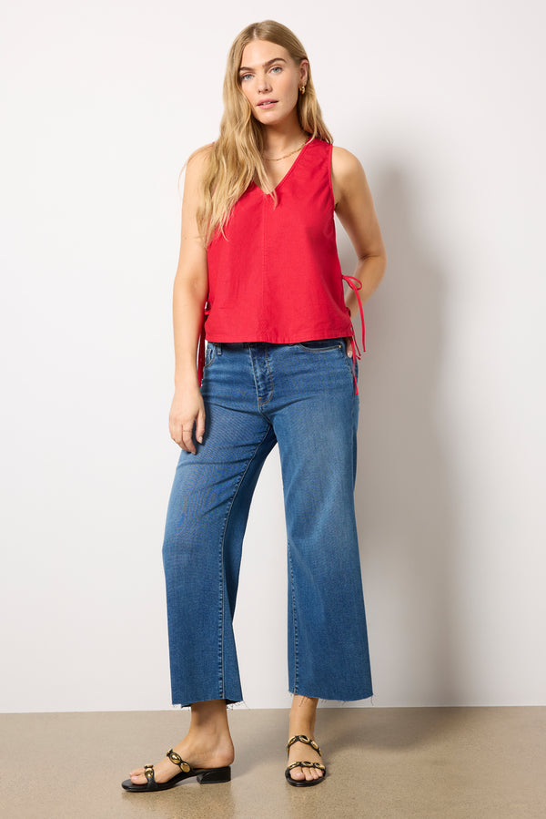 everve Gio Little Linen V Neck Rumba